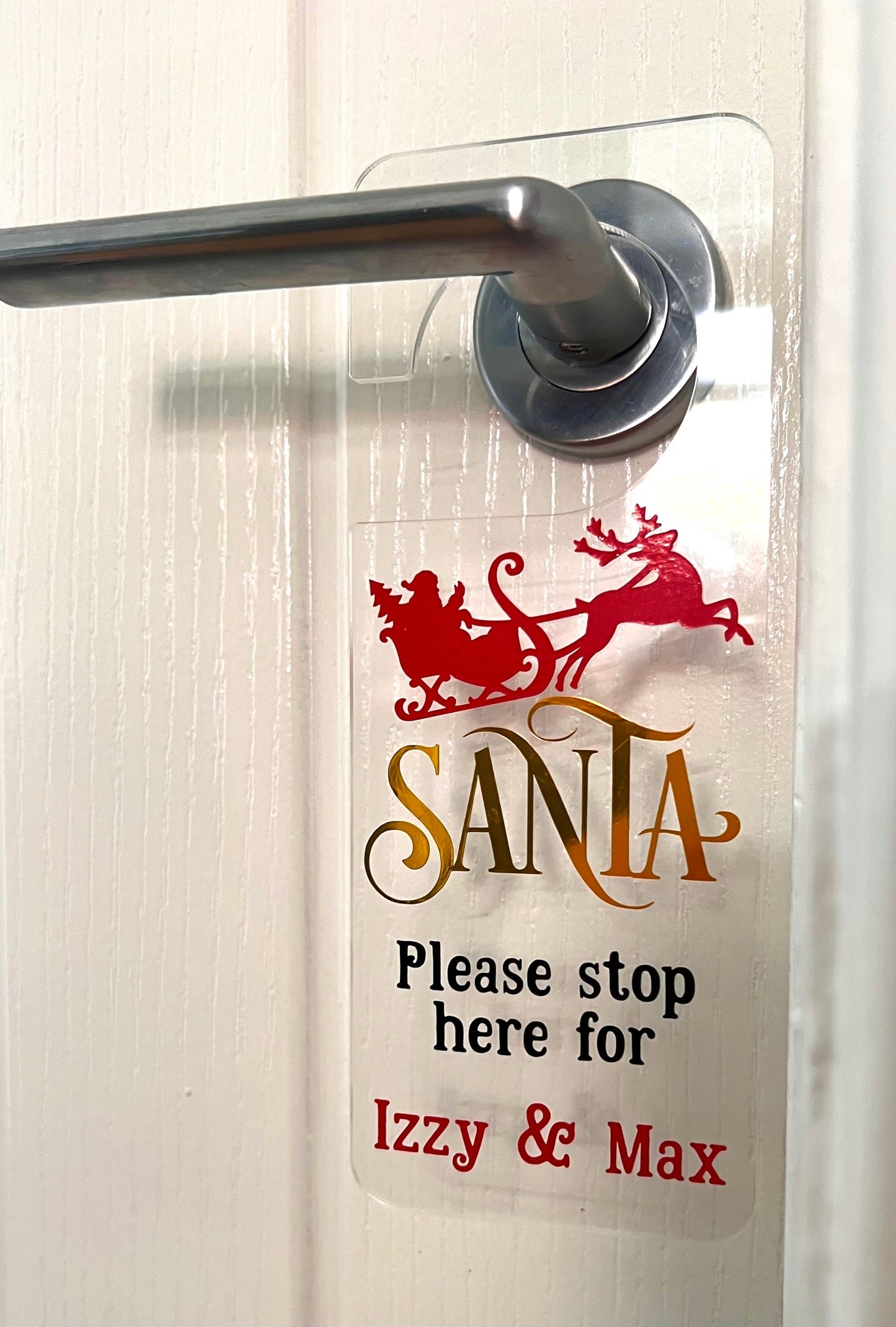 Personalised Acrylic Santa Stop Here Door Hanger