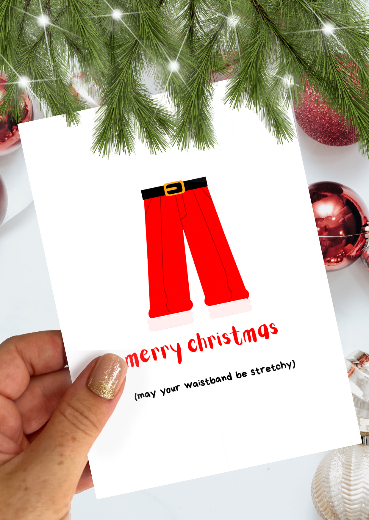 Stretchy Waistband Christmas Card