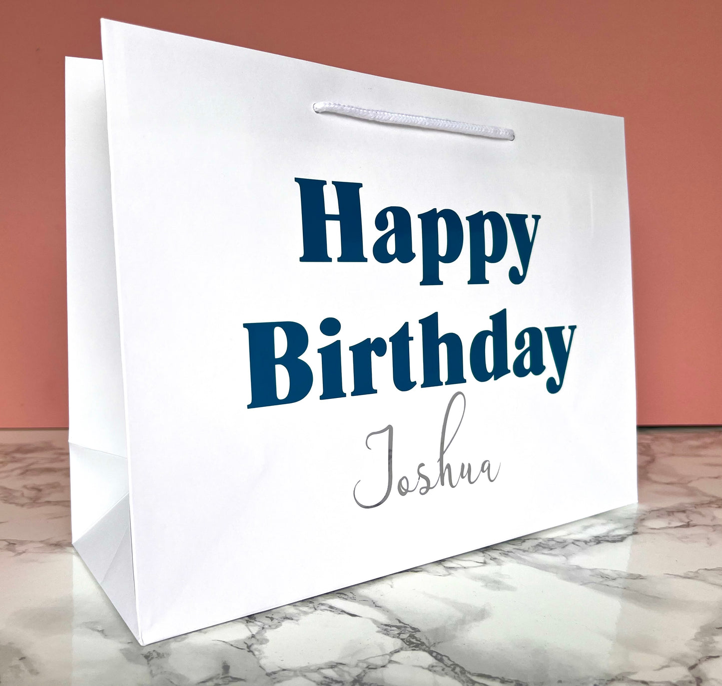 Happy Birthday Personalised White Gift Bag