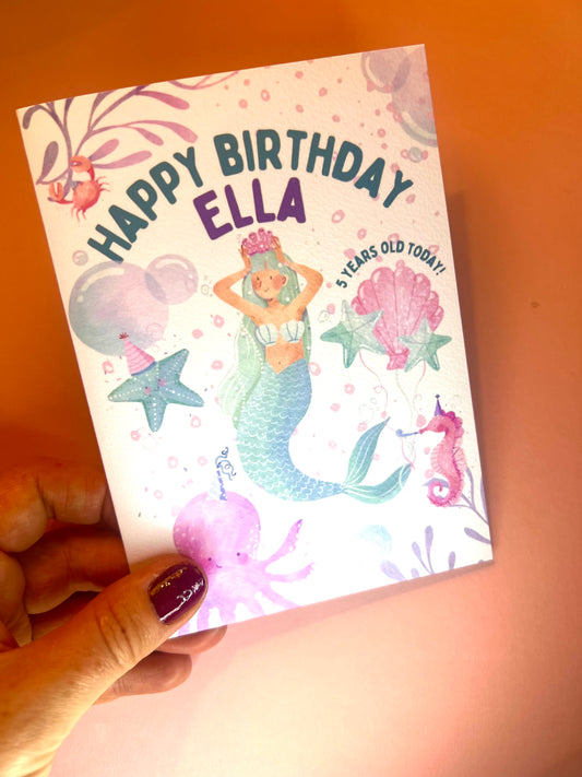 Personalised Mermaid Greetings Card