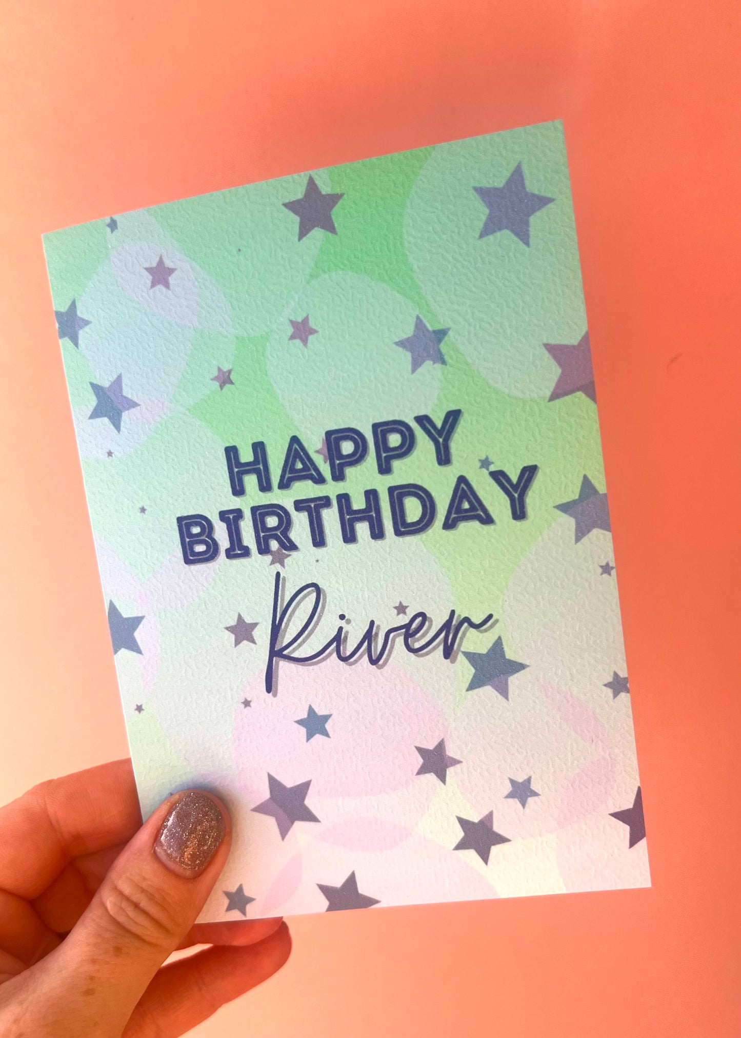 Blue Birthday Stars Greetings Card
