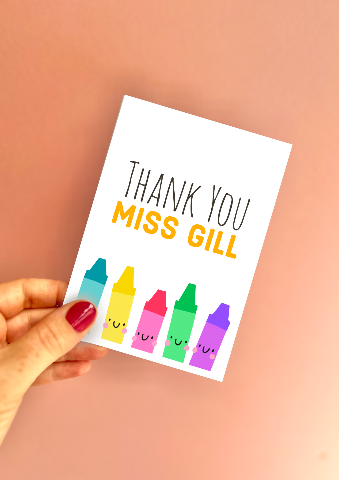 Thank You Crayon Personalised Greetings Card